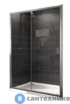 картинка Душевая дверь Huppe X1 140401.069.322 раздвижная 1000 х 1900 мм с неподвижным сегментом, глянцевый хром., стекло прозрачн