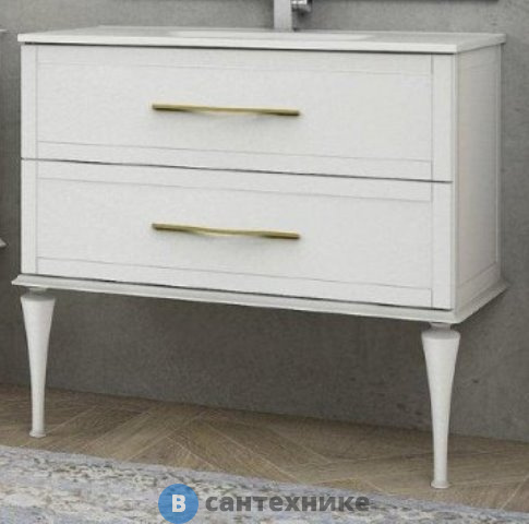 Тумба под раковину Cezares TIFFANY 54951 подвесная с двумя выдвижными ящиками, с доводчиками Bianco opaco (100x46x55)