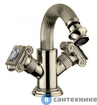 картинка Смеситель Cezares OLIMP-BS2-02-Sw на биде с донным клапаном, бронза, ручки swarowski