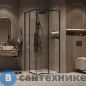 Душевое ограждение Grossman Galaxy 300.K33.01.8080.21.00 (80*80*195) квадрат, раздвижная, черный матовый, стекло прозрачное