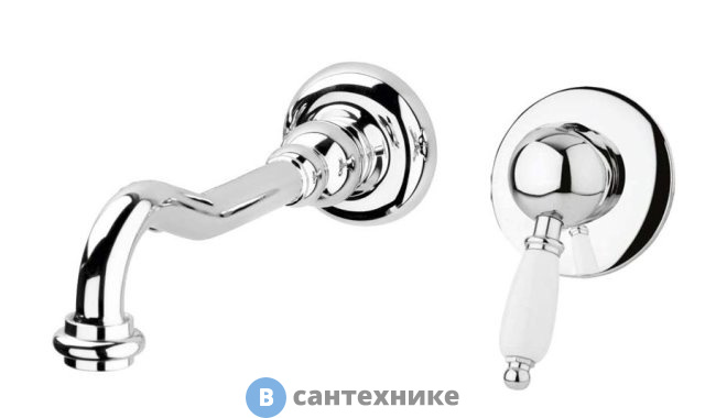 Смеситель Cezares ELITE-BLS1-01-Bi встраиваемый для раковины, хром, ручки белые