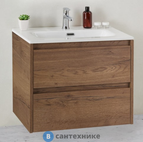 Тумба под раковину BelBagno 71 см KRAFT 39-700/390-2C-SO-RT подвесная с двумя выкатными ящиками, Rovere Tabacco