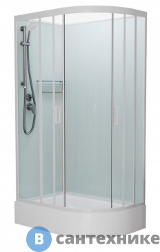 картинка Душевая кабина Frank F412/1L М White левосторонняя средний поддон б/к (без крыши) матовое стекло