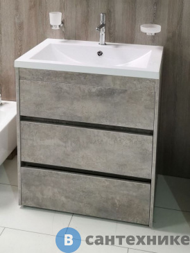 картинка Тумба под раковину Art & MAX FAMILY FAMILY-900-3C-PIA-CV напольная с тремя выкатными ящиками, Cemento Veneto, 900x480x845