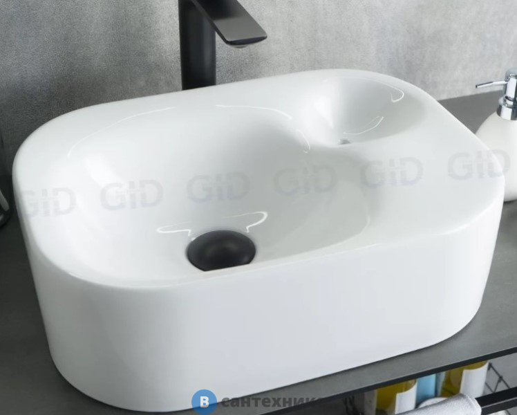 Раковина накладная GID-ceramic N9266 белый (470х340х150)
