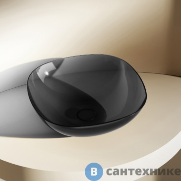 картинка Раковина ABBER Kristall AT2806Onyx, накладная прозрачная, чёрный