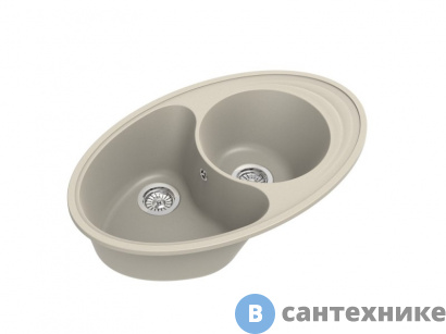 картинка Кухонная мойка EWIGSTEIN Elegant W90KF 1,5-чаши + крыло 820*520мм бежевый