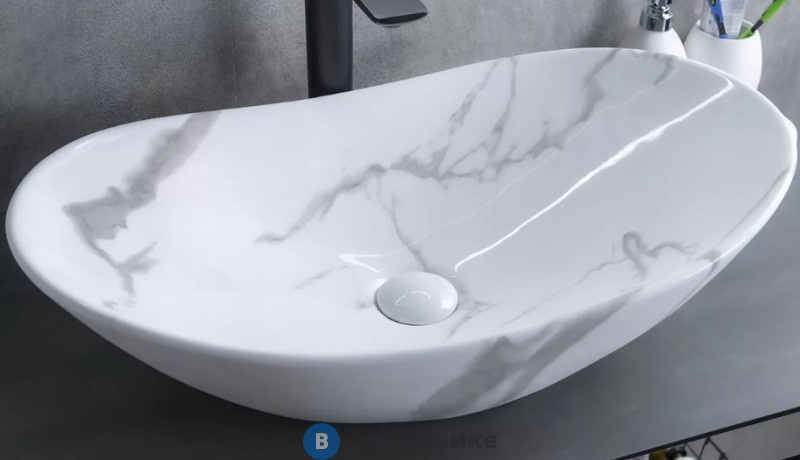 Раковина накладная GID-ceramic Mnc811C под камень глянцевый (610х370х150)