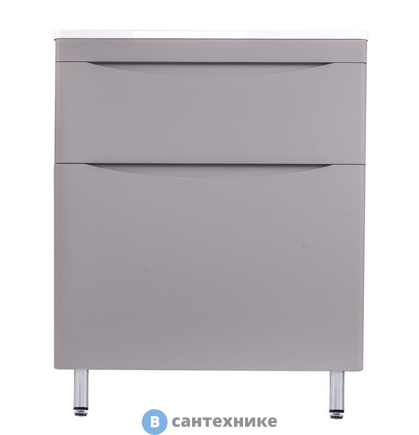 Тумба под раковину Style line Бергамо мини 70 (2 ящ.) Люкс антискрейтч серый, напольная PLUS (2000949236599)