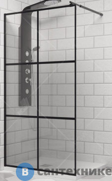 картинка Душевая перегородка RGW WA-111 B 90*195 чёрный/прозрачное(Принт)/8 мм (411011109-84)