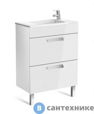 картинка Тумба под раковину Roca Debba ZRU9302708 белый, 2 ящика (60х36х72)