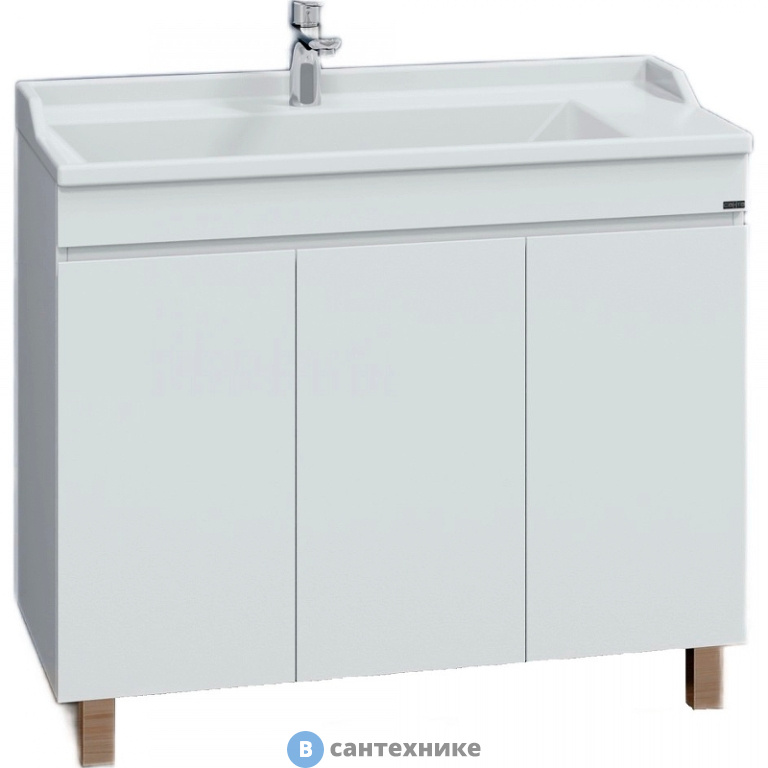 Тумба под раковину СанТа Марс 100 3 дв. напольная (ум. Сириус 100 литой мрамор) (700297)