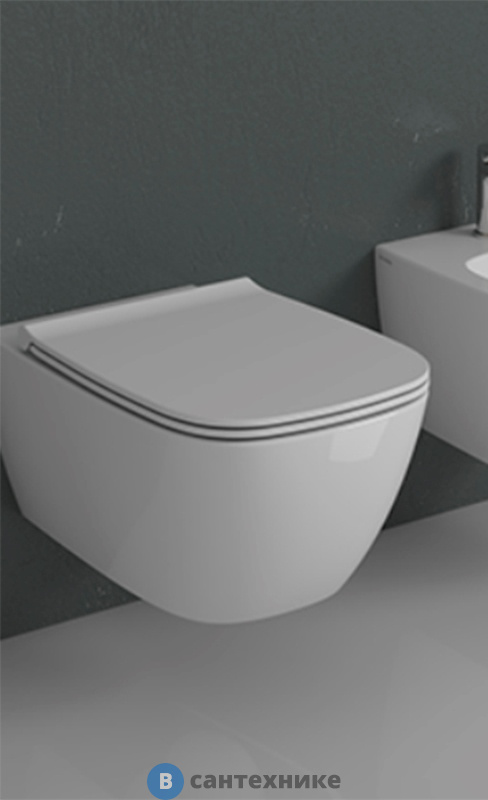 Унитаз подвесной GLOBO Genesis GNS02.BI безободковый 55 см, с креплением, белый, без сиденья