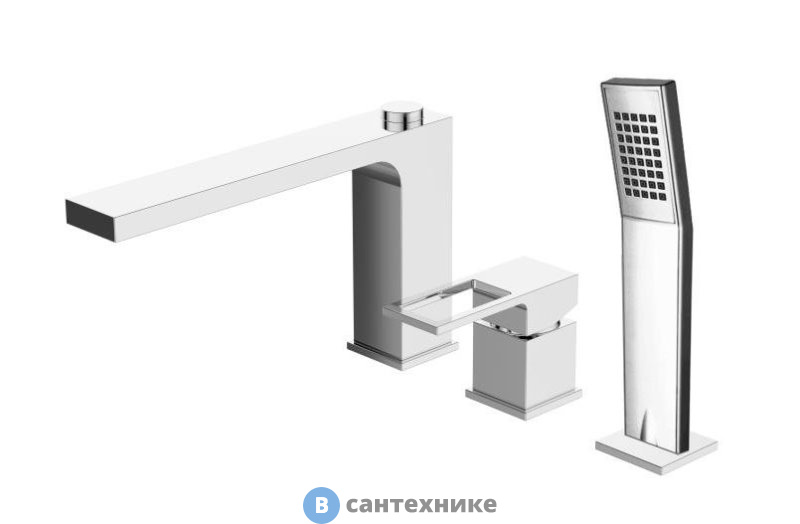 Смеситель BelBagno ROM-BVD-CRM на борт ванны с ручным выдвижным душем, хром