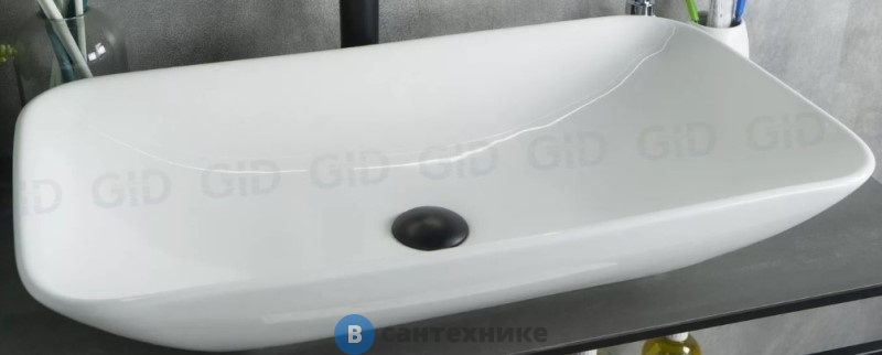 Раковина накладная GID-ceramic N9122 белый (710х400х140)