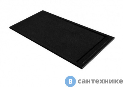 картинка Душевой поддон ACQUABELLA DUO из искусственного мрамора (акрон) с сифоном и декоративной накладкой (PLATO_DUO_SLATE_90_NEGRO_100x90)