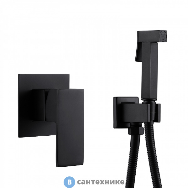 Смеситель ABBER Daheim AF8225B с гигиеническим душем, чёрный матовый