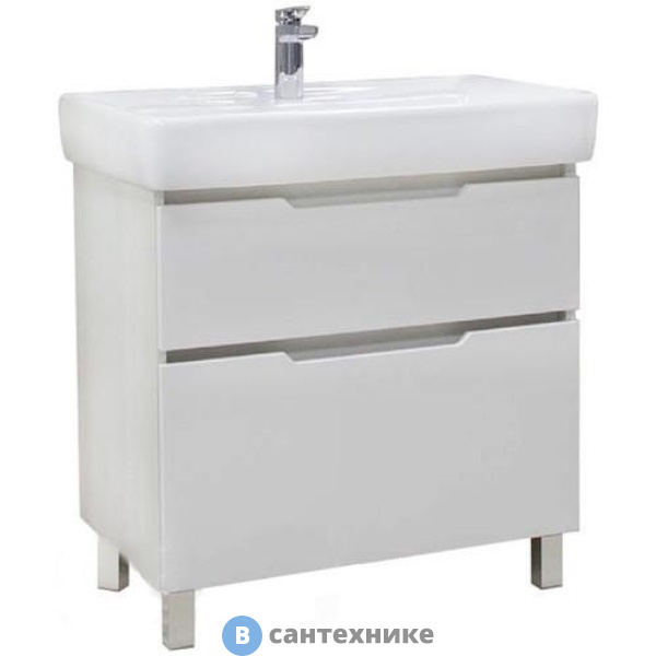 Тумба под раковину Акватон Дакота 80 белый/выб. дерево (1A202901DAAY0)