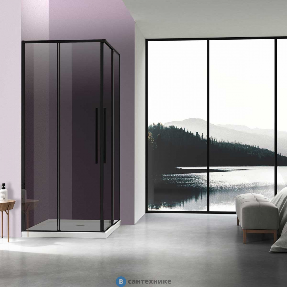 Душевой уголок Vincea Slim-N VSS-4SN8010CGB, 1000*800, черный, стекло тонированное, без поддона