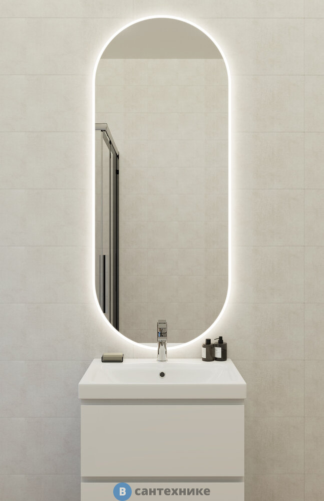 Зеркало Cersanit ECLIPSE Fusion 60x145 с подсветкой овальное (64816)