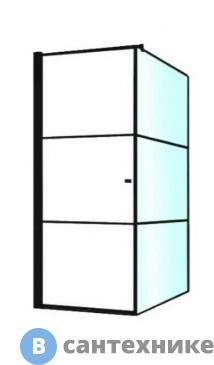 картинка Душевой уголок Berges DARK 900x900x1950 прозрачное стекло, 8 мм, профиль чёрный, левый (061020L), без поддона