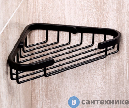 картинка Полка WasserKRAFT K-733 Black металлическая угловая нержавеющая сталь AISI 304, покрытие Soft-touch