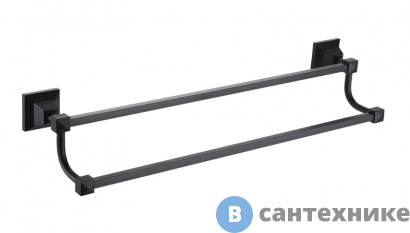 картинка Полотенцедержатель AZARIO ALTRE трубчатый двойной 60 см, чёрный матовый (AZ-96002BB)