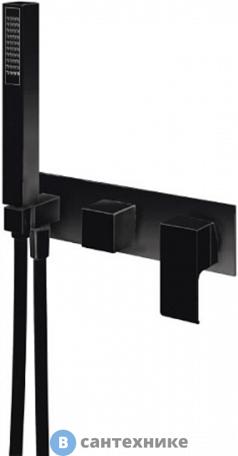 Смеситель Cezares PORTA-VDM2-NOP встраиваемый, для ванны и душа , на 3 выхода, хром черный матовый