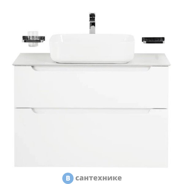 Тумба под раковину BelBagno ETNA-H60 подвесная с двумя выкатными ящиками, с доводчиками, Bianco Lucido, 800x455x600 (ETNA-H60-800-2C-SO-BL-P)