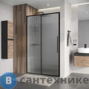 Дверь в нишу Niagara Nova NG-84-L12FHB (120х195) черный матовый, раздвижная влево, стекло рифленое