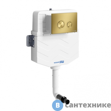 картинка Встраиваемый смывной бачок WasserKRAFT Aller 10TLT.031.ME.MG01, кнопка смыва (матовое золото)