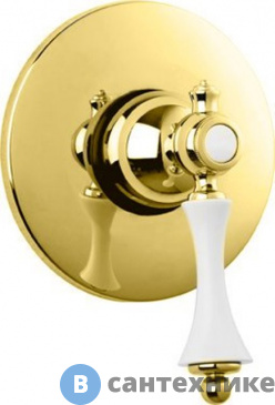 картинка Смеситель Cezares MARGOT-DIM-03/24-Bi встраиваемый однорычажный для душа, золото, ручка белая