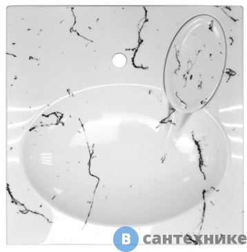 картинка Раковина AZARIO Carmen (605*602*85) белый мрамор+ сифон (CS00078503)