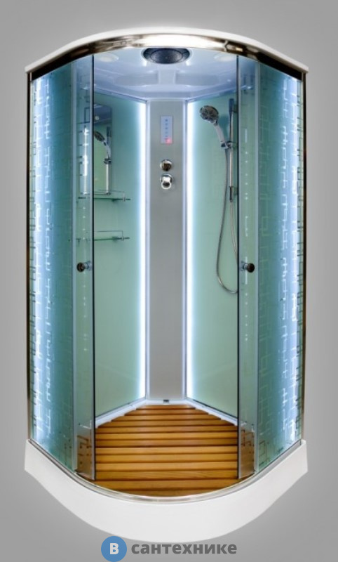 Душевая кабина Deto ЕМ1510 LED с гм. (1000*1000*2200)