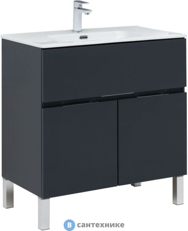 Тумба под раковину Aquanet Алвита new 70 напольная 1 ящ., 2 дв. антрацит (303900)