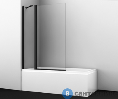 картинка Стеклянная шторка WasserKRAFT Berkel 48P02-110 Black Fixed на ванну