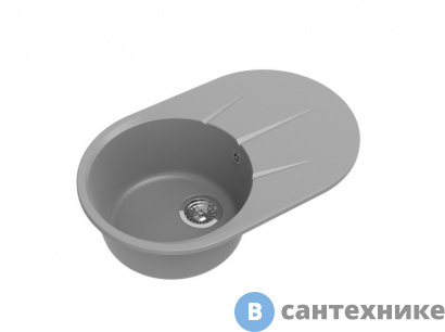 картинка Кухонная мойка EWIGSTEIN Rund 50F 1-чаша+ крыло 750*480мм серый металлик