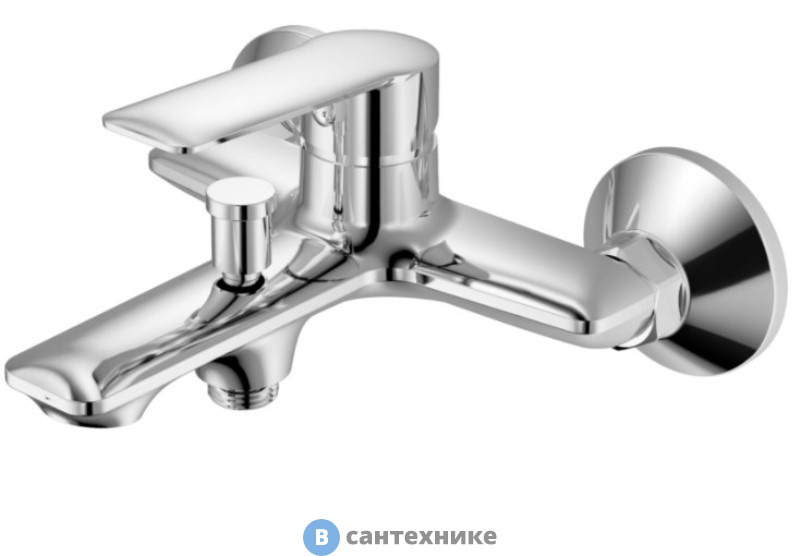 Смеситель Agger Clean A2410000 однозахватный для ванной/душевой, c душевым набором (шланг, лейка, держатель)