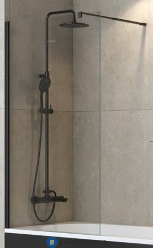 Душевая шторка Cezares LIBERTA-V-1-80/155-C-NERO на ванну