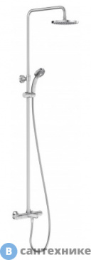 картинка Душевая стойка Jacob Delafon JULY E99741-CP для душа/ванны  с термостатом и круглым верхним душем (хром)