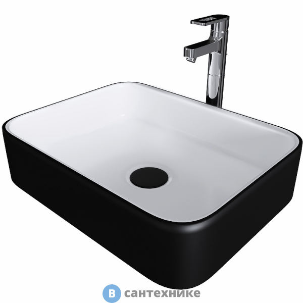 Раковина Grossman GR-4043BW (505*390*140) чёрная, белая внутри