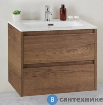 картинка Тумба под раковину BelBagno 61 см KRAFT 39-600/390-2C-SO-RT подвесная с двумя выкатными ящиками, Rovere Tabacco