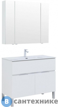 картинка Комплект мебели Aquanet Алвита new 100 напольн. 1 ящ., 2 дв. белый матовый (274184)