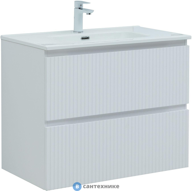 Тумба с раковиной Aquanet Джейн 80 цв.белый матовый (раковина Flat) (332544)