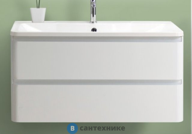 Тумба под раковину BelBagno ALBANO-800-2C-SO-BL подвесная с двумя выкатными ящиками Bianco Lucido