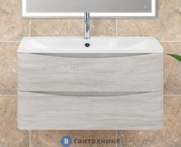 Тумба под раковину BelBagno 90 см ACQUA-900-2C-SO-RVB подвесная с двумя выкатными ящиками, Rovere Vintage Bianco