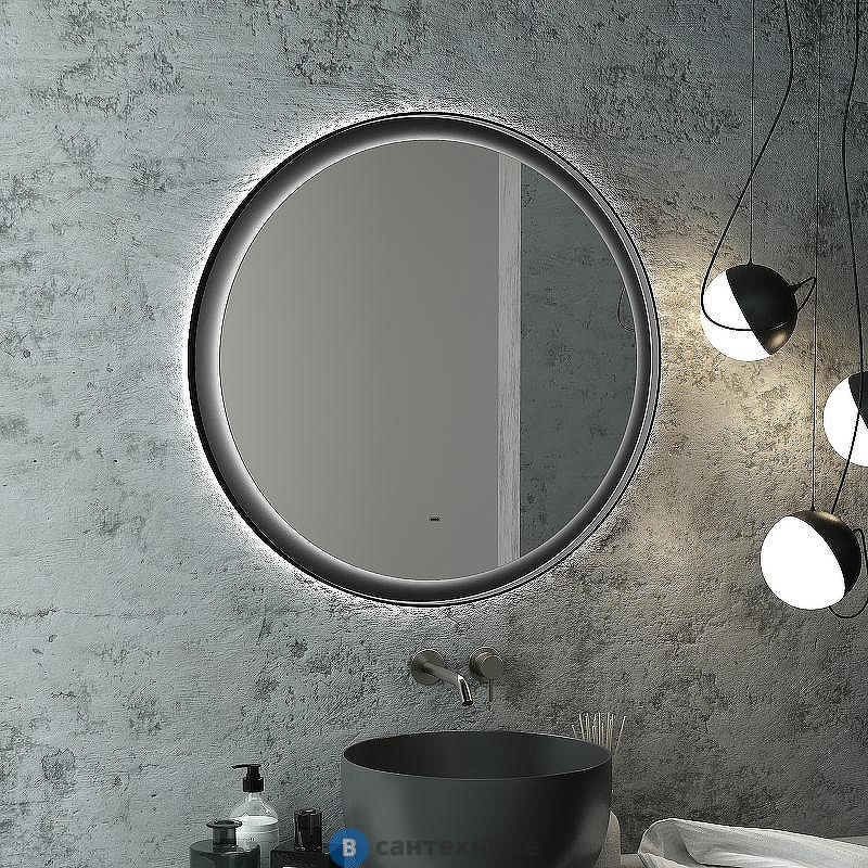 Зеркало Континент Planet Black LED, D 800 с бесконтактным сенсором (ЗЛП684)