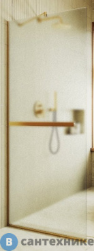 картинка Душевая перегородка в профиле MaybahGlass 1950*790 Стекло 8 мм Сатин +Полотенцесушитель (MGD-731-3у)