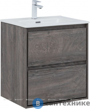 картинка Тумба под раковину Aquanet Милан 60 дуб рошелье (336372)