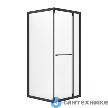 картинка Душевое ограждение Niagara NG-6833-34 BLACK (90*90*195) квадрат, раздвижная, черный матовый, стекло прозрач, без поддона